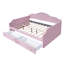 Lit de jour simple rembourré avec dossier à DEL et 2 tiroirs de rangement, plateforme en velours, aucun sommier requis, rose-895276972-895276975
