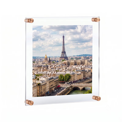 Floating Acrylic Wall Frame with Rose Gold Stand Off Caps: 16" x 20" Graphic Size, Overall Frame Size: 20" x 24"