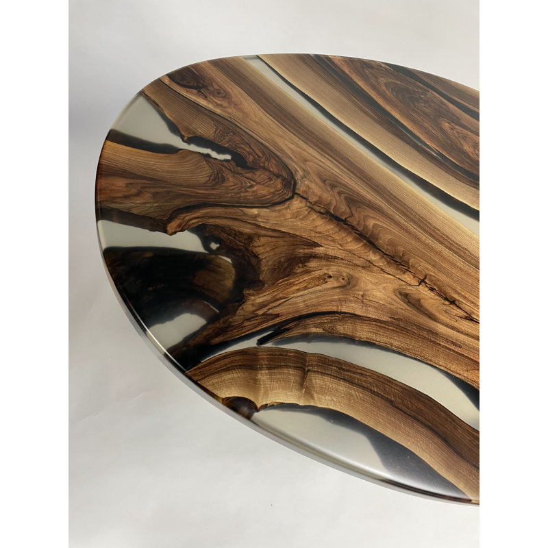 Oval Walnut Wood Dining Table