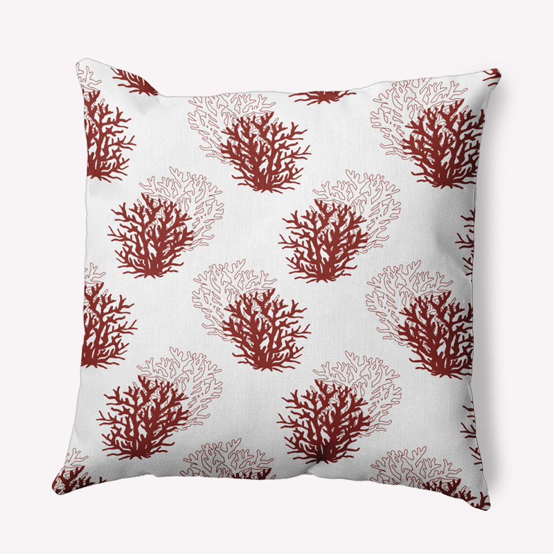 Outdoor Reversible Throw Pillow, 16"H x 16"W, Red/White