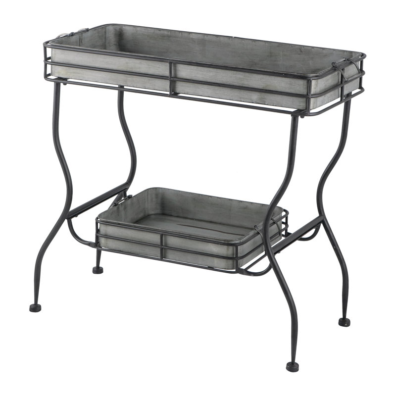 32x15x31" Maggie Galvanized Tray Table, Gray