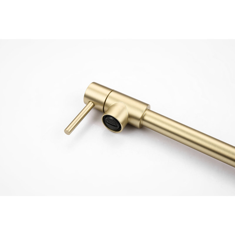 Pot Filler Faucet With Extension - 360 Rotatable And Foldable, Brushed Gold, Brass, Double Handles For Simple Water Management, Corrosion Resistance Coating Rotating Convenient Flow, Finish