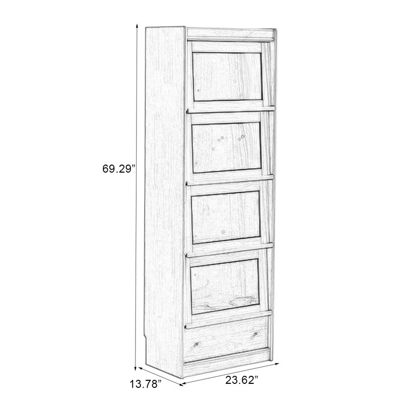 Vitrines en bois manufacturé brun massif, H 69,29 po x l 23,62 po x P 13,78 po