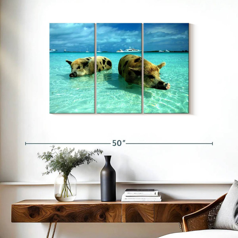 Brampt Sea Swimming Pigs, 24" H x 38" W