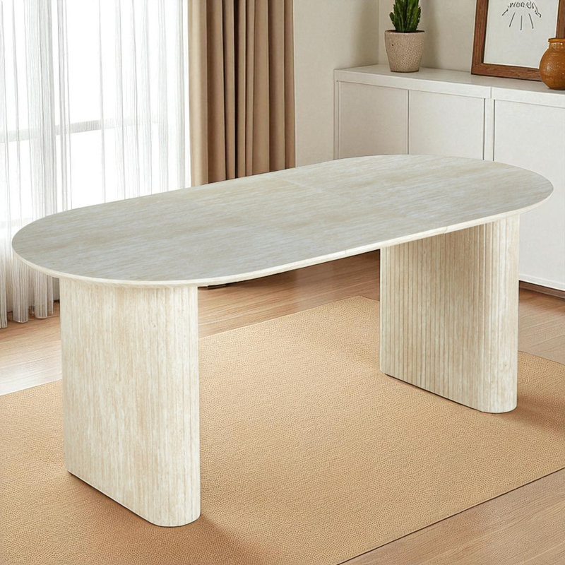 Extendable Dining Table With 2 Removable Leaves, White Oak