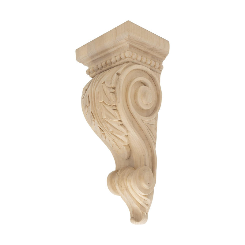 Corbeau sculpté en bois de feuille d'acanthe massif, Érable dur, H 12,25 po x l 5,38 po x P 3,8 po