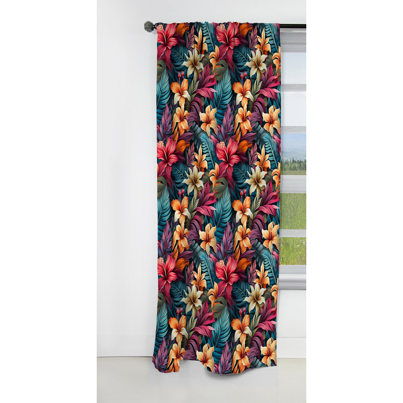 Tropical Tropical Mirage Viii - Rideau floral - Rideau occultant floral - 1 panneau, L 52 po x L 108 po