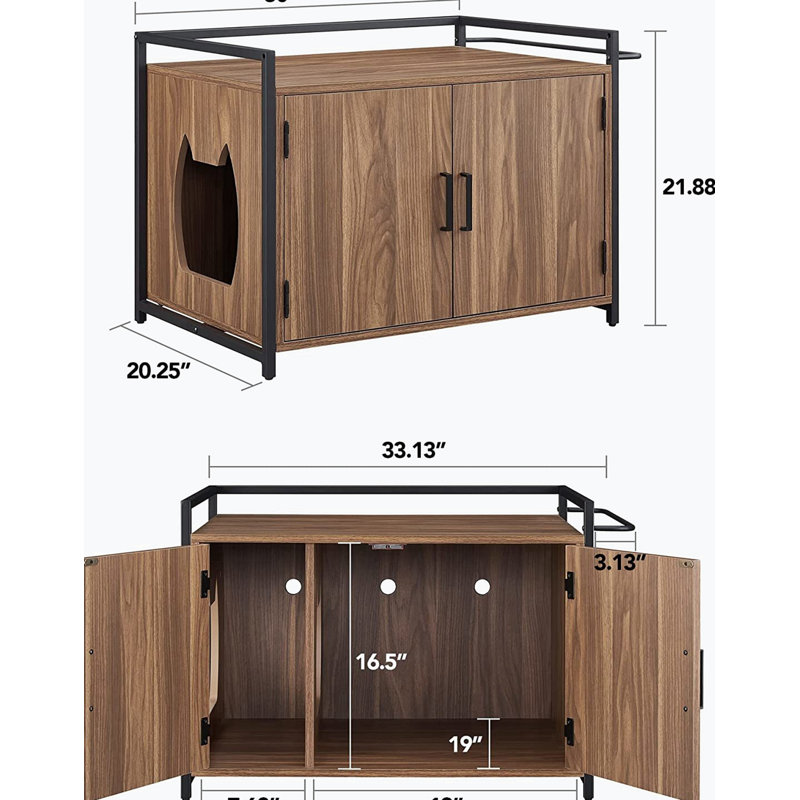 Enceinte de litière en bois, Noyer