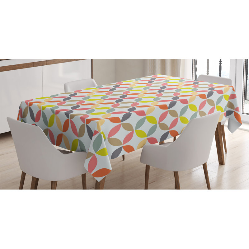 Circle Tablecloth, Yellow/Gray, 84" L x 60" W