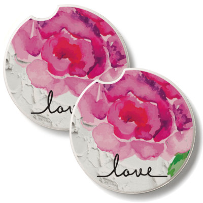 Ensemble de 2 sous-verres de voiture en pierre Peony Love