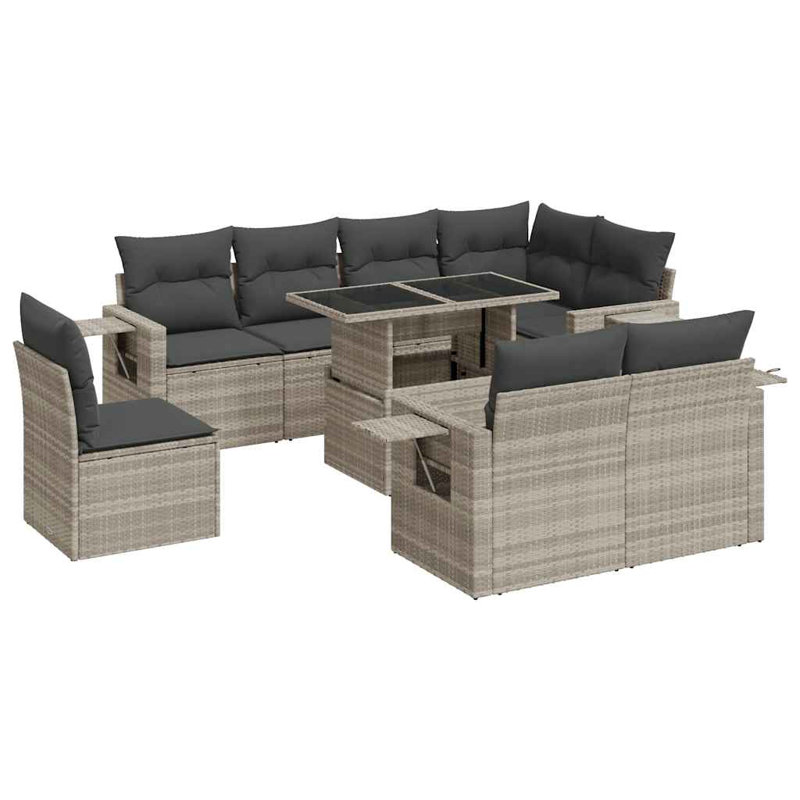  Ensemble de canapé de jardin avec accoudoirs réglables standard en rotin PE gris clair