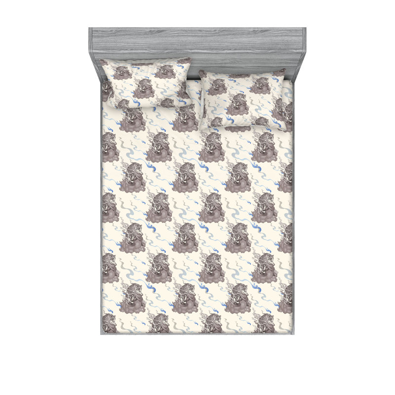 Drap-housse et taies décoratives Ambesonne, Ensemble de draps très grand californien avec 2 t