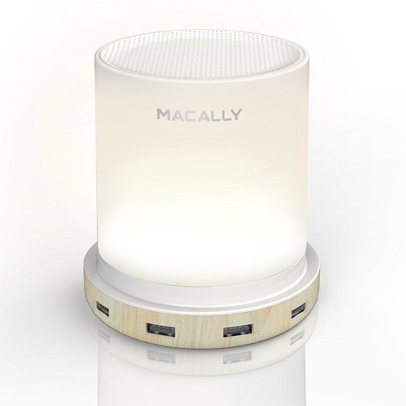 Night Light Usb Nightstand Lamp With 4 Fast Charging Ports And Touch Control Dimmable Compact Wooden Table Lamp