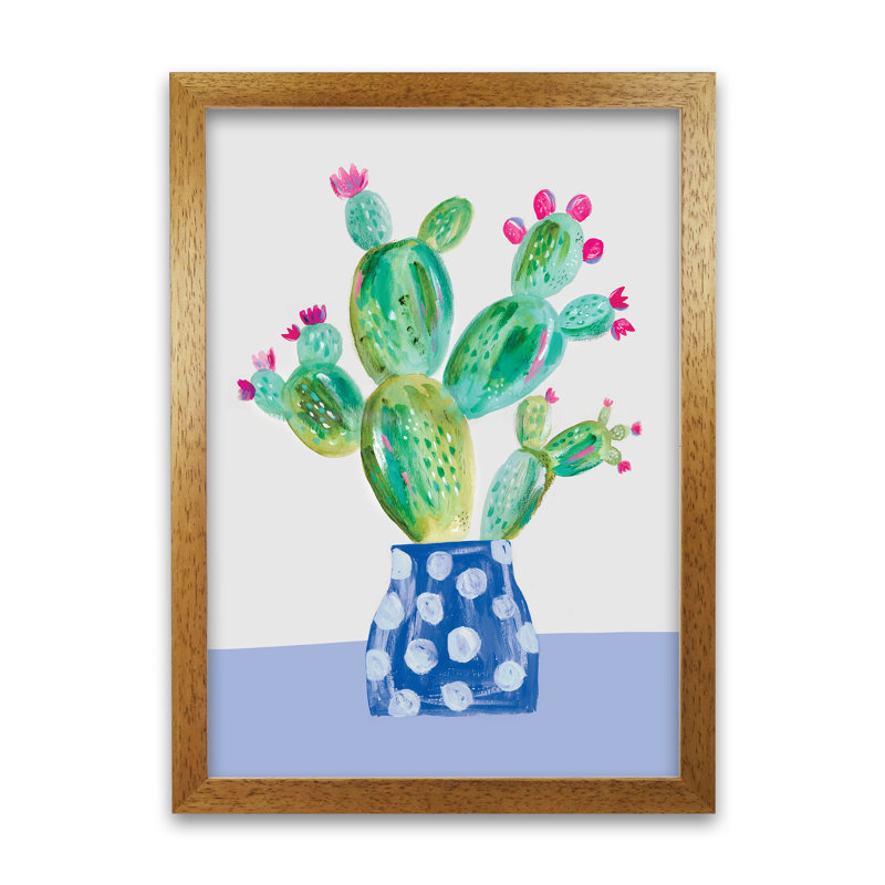Prickly Pear by Laura Irwin - Print, 59.4cm H x 42cm W x 3cm D, Oak Framed