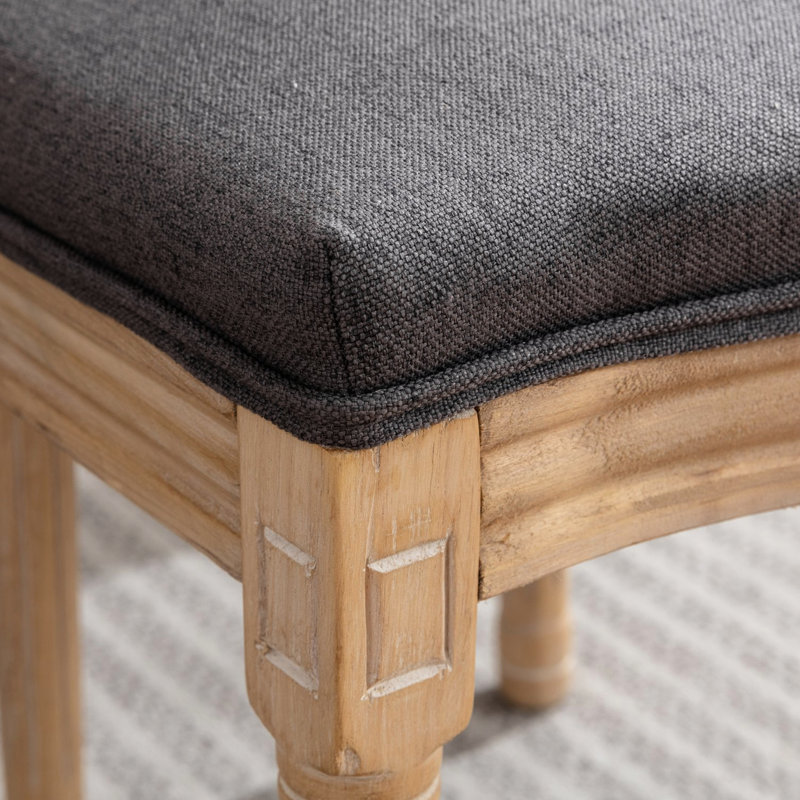2 sièges de salle à manger de style français, tissu en lin gris, structure en bois massif, coussin en mousse, capacité de charge allant jusqu'à 300 lb de 2 chaises de conception et de structure