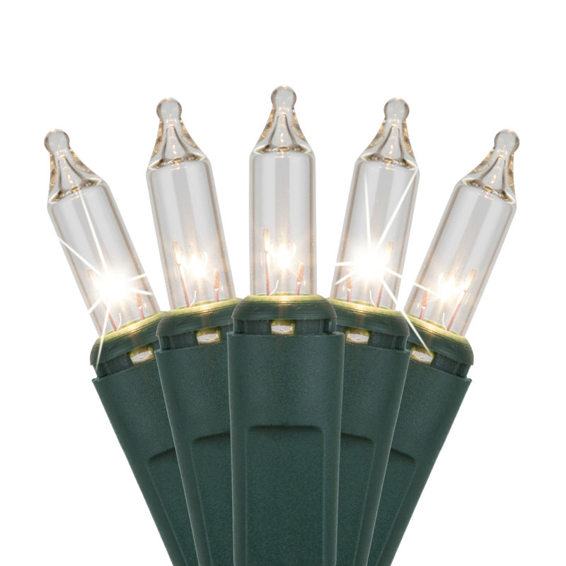 50 Clear Twinkle Mini Christmas Tree Lights with Green Wire
