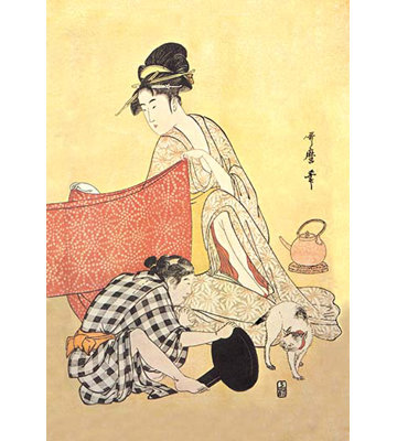 Deux femmes et un chat-imprimé