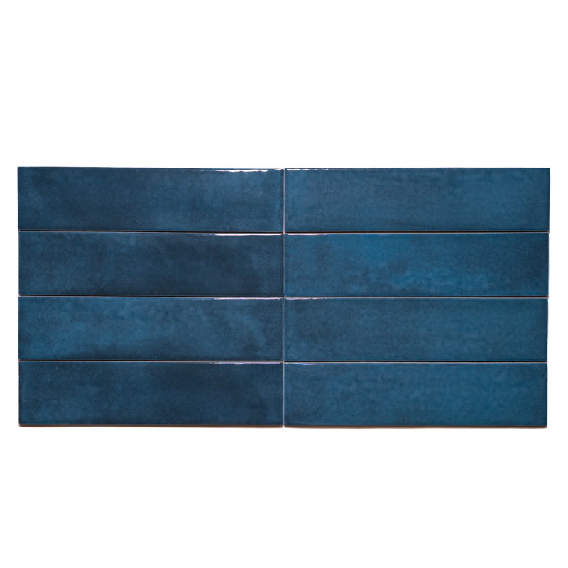 Imagine Brillo Glossy Subway Tile 2.4"x10" (32 Tiles) – Porcelain, Floor & Pool Rated, Blue