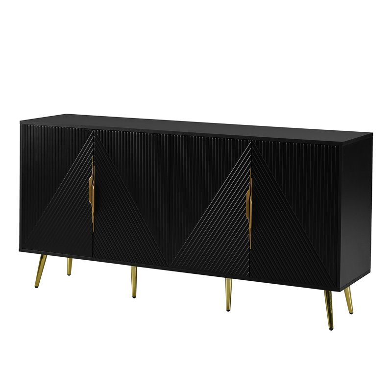 Buffet avec pieds coniques, Noir, noir, noir, noir