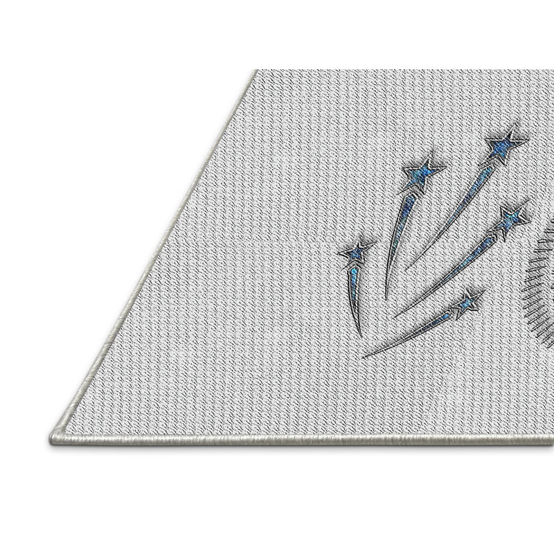 Tapis gris/zone noire à motifs, Rectangle 4 pi x 6 pi