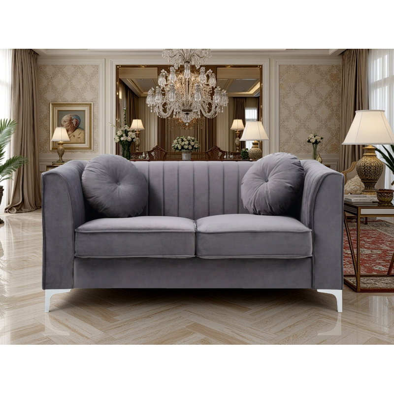 Ensemble de salon en microsuède de velours tetouan 3 pièces, Gris