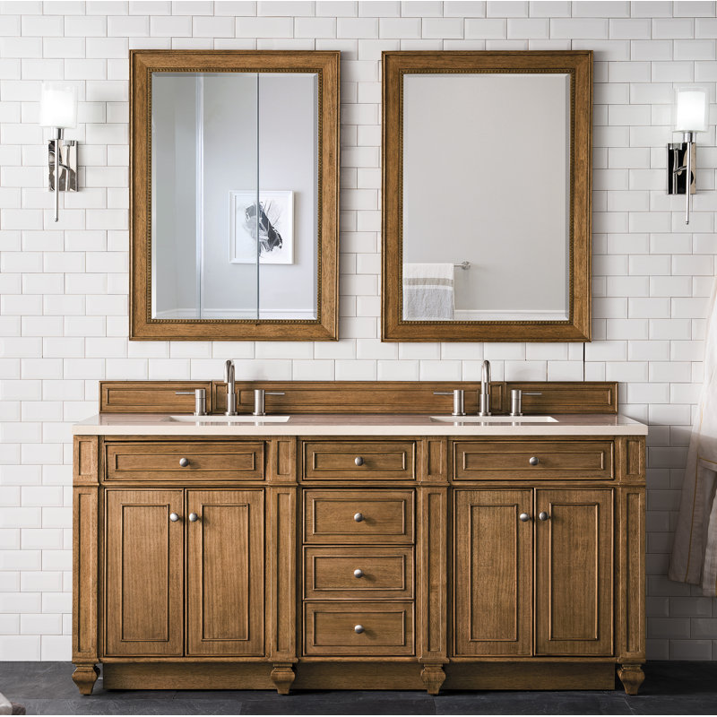 Bristol 72'' W Double Vanity, Carrara White, Saddle Brown, 8" Widespread