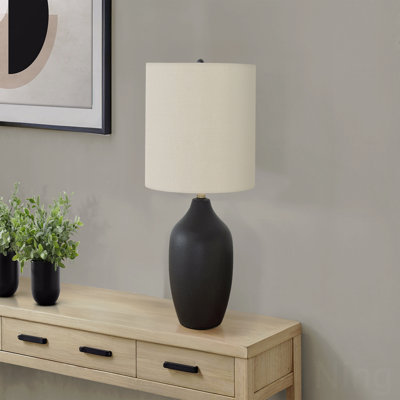 Table Lamp  - 22"H,, Black Ceramic Material, In Ivory And In Cream Shade