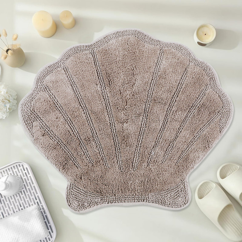 Marilyn Collection Seashell Bath Rug – 100% Cotton, Ultra Plush 2200 GSM, Reversible Bathroom Mat – 25" x 28", Machine Washable
