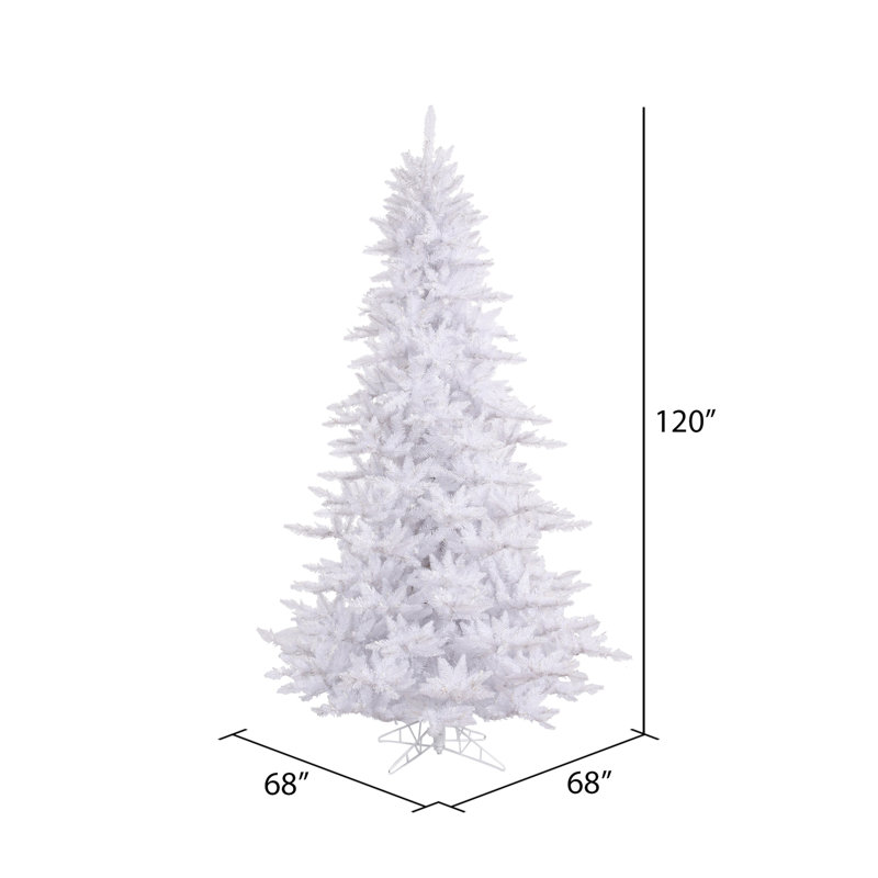 Sapin de Noël artificiel blanc avec base, H 10 pi, Non pré-éclairé