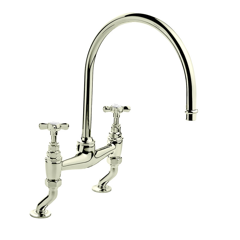 Lefroy Brooks Kitchen Faucet, Silver Nickel, Cross Handle