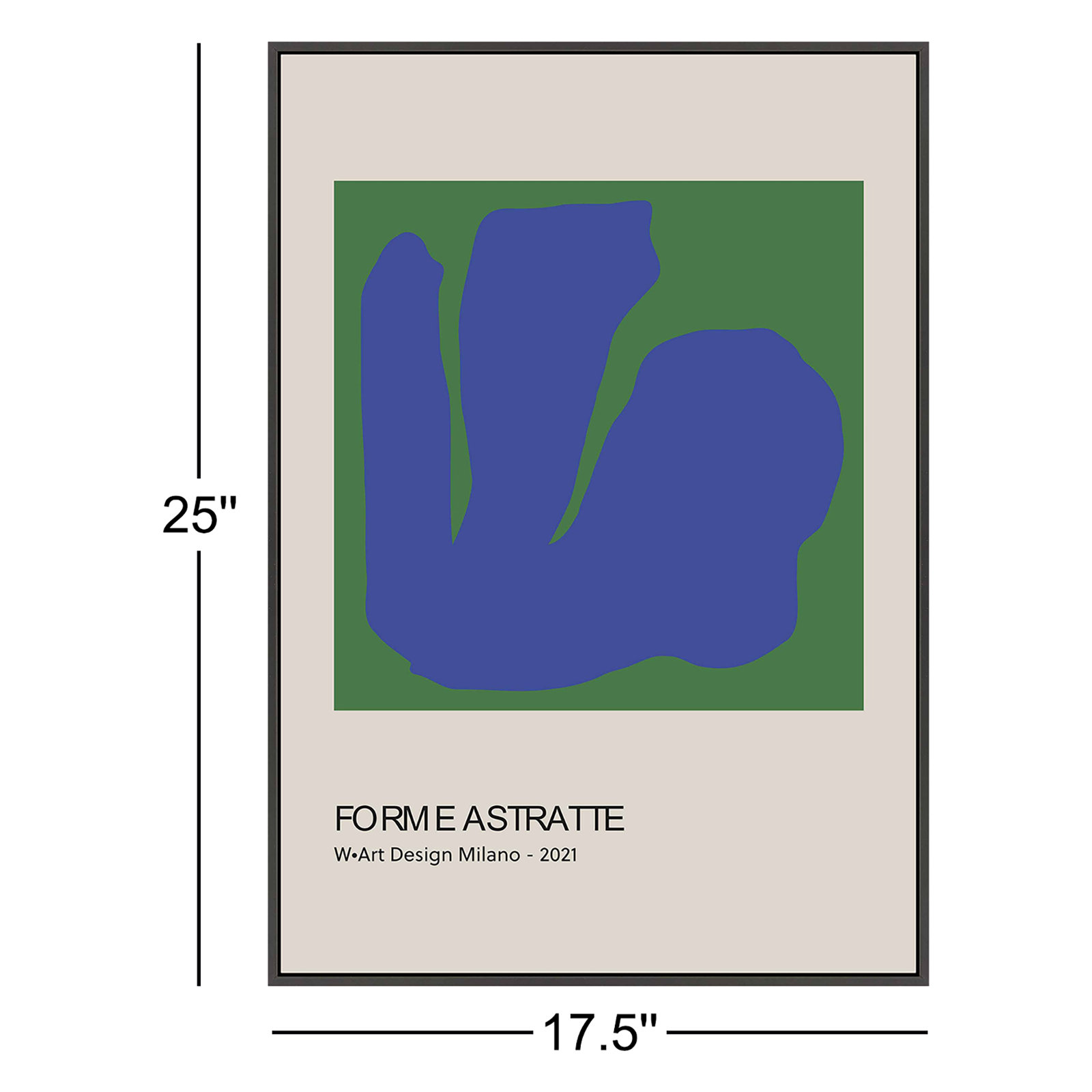 Forme Astratte Blue & Green by Romina Gadler, Black Framed Canvas, 25" H x 17.5" W x 1.25" D