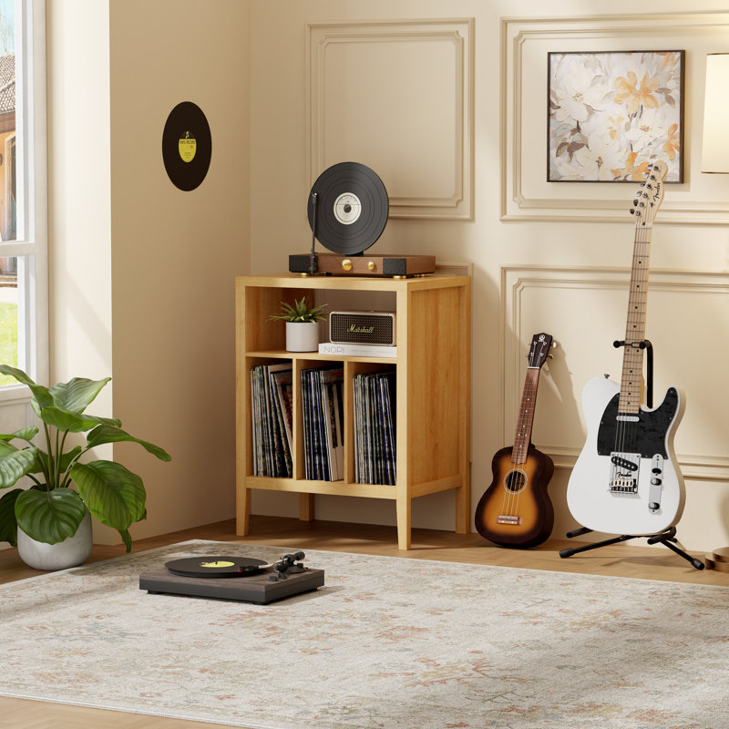 Farmhouse Wood  Record Player Stand  For Bedroom, Living Room, Oak