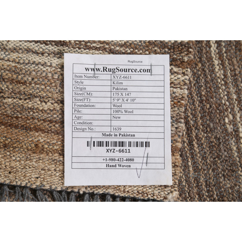 One-of-a-Kind 4'10" X 5'9" New Age Wool Area Rug in Brown