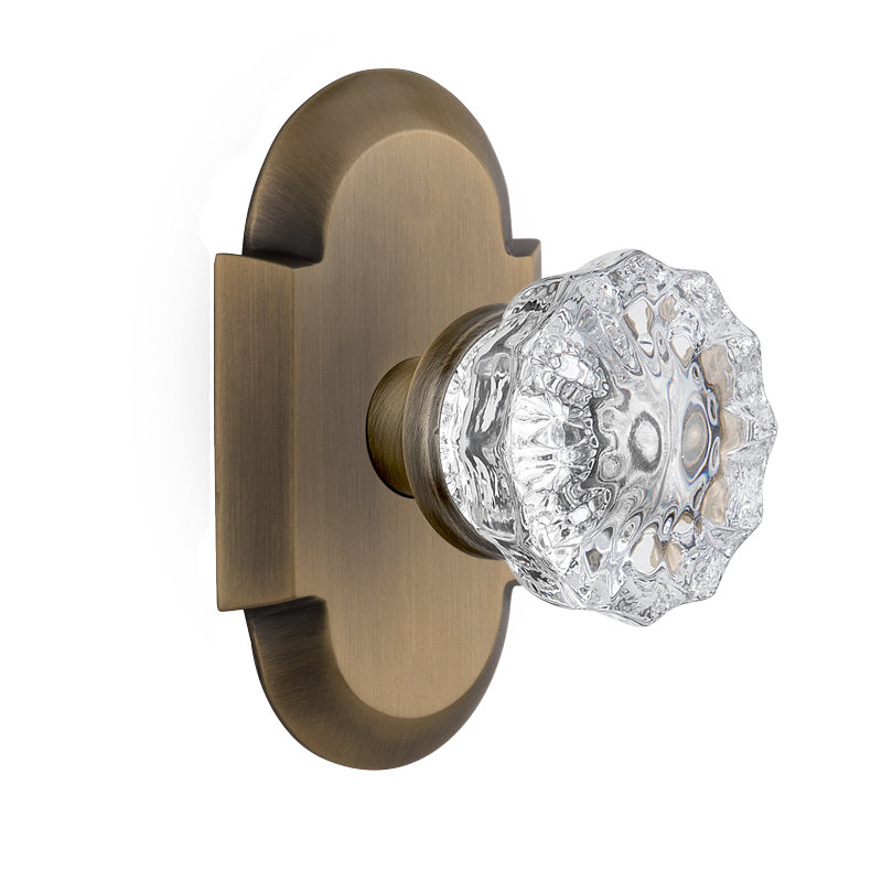 Cottage Plate with Crystal Door Knob, Antique Brass