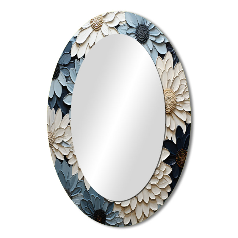 Theodulus - Large Oval Wall Mirror On Metal, 36" H x 24" W