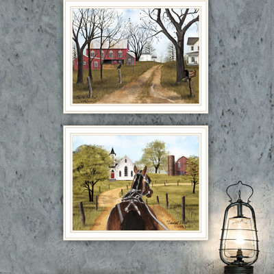 2 art mural pour une belle maison - encadré blanc, multicolore, 14 x 18 x 1 pouces, bois et papier, salon et chambre à coucher 14 po x 18 po x 1 po,