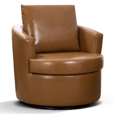 Francois 32.3" W Upholstered Swivel Barrel Chair