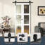 Double porte de grange pliante à panneaux en verre givré blanc H 84 po H 3 Lite-123038289