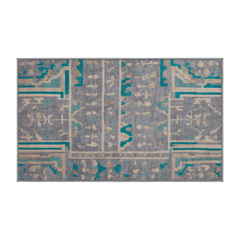 Machine Washable Gray Area Rug, Rectangle 8' x 10'