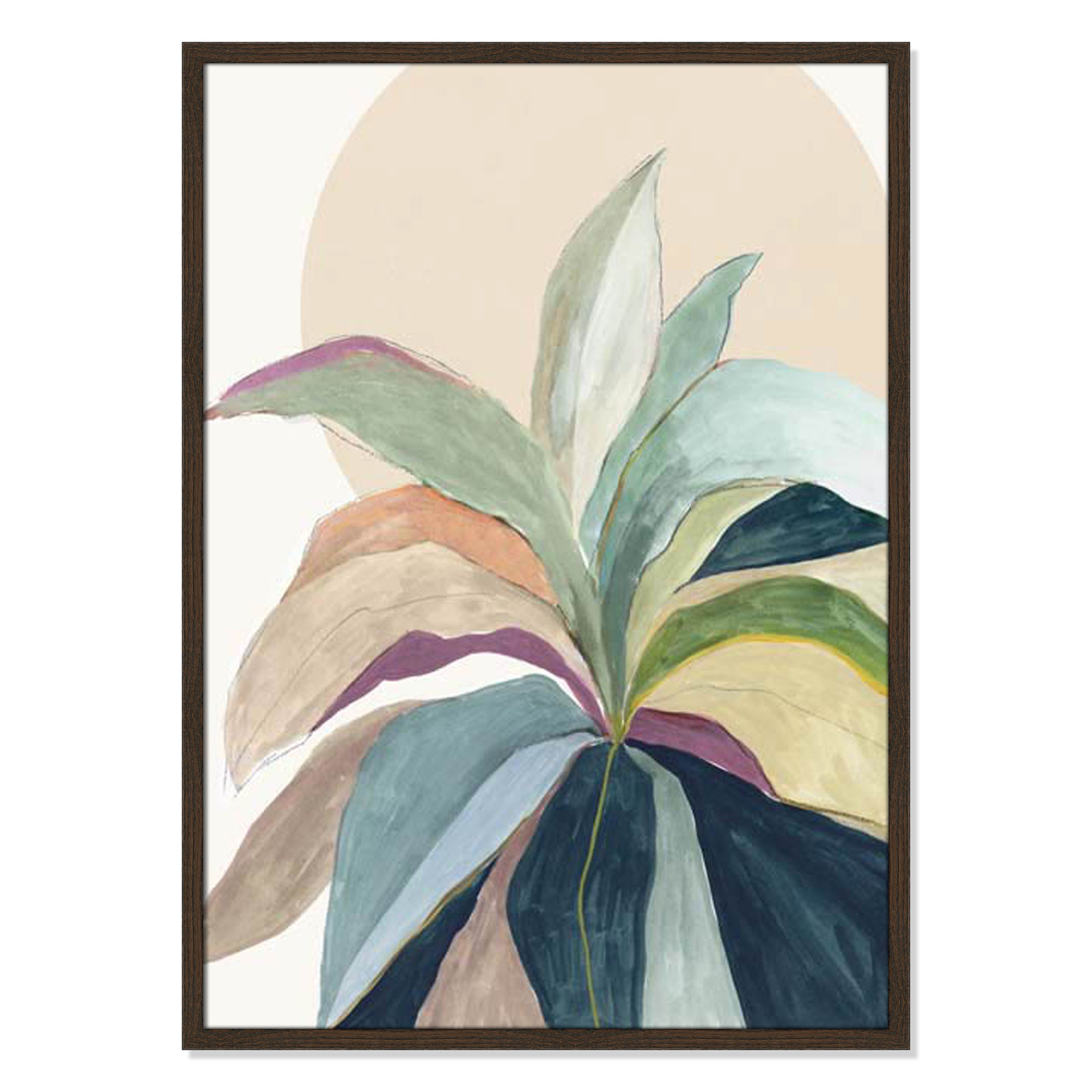 Sunny Bright Leaves II by Asia Jensen, Walnut Slim Unmatted Picture Framed, 35.5" H x 25.5" W x 0.75" D