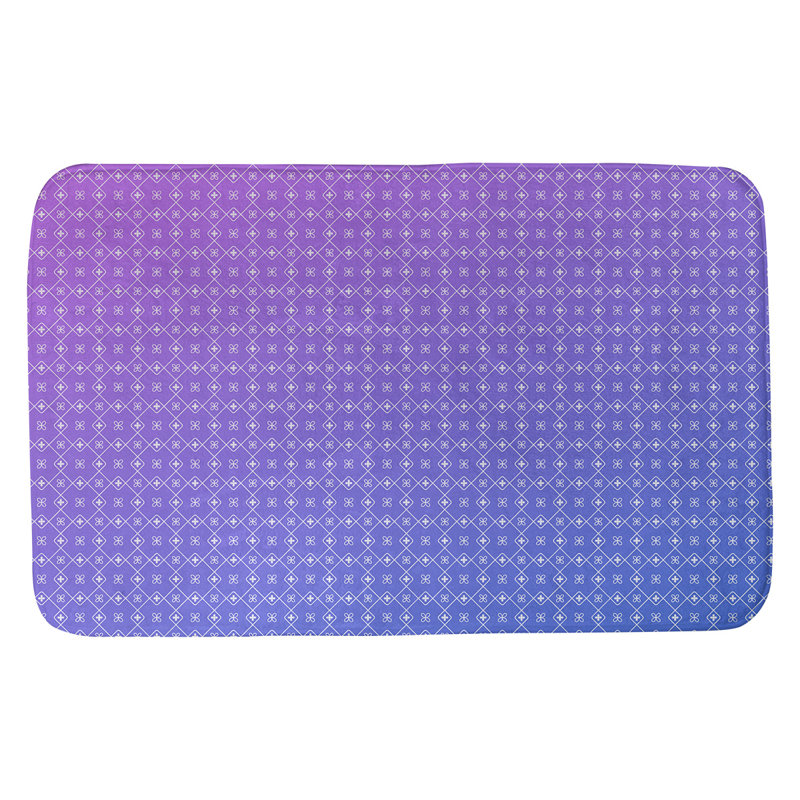 Tapis de bain antidérapant rectangulaire en forme de napperon de style Elizabeth bueschel, l 17 po x L 24 po, Bleu / Mauve