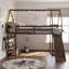 Lit mezzanine double avec glissade et rangement, noyer-266470533-266470534