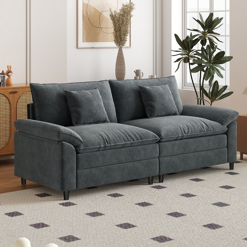 Canapé modulaire 83,9 po en chenille, Gris