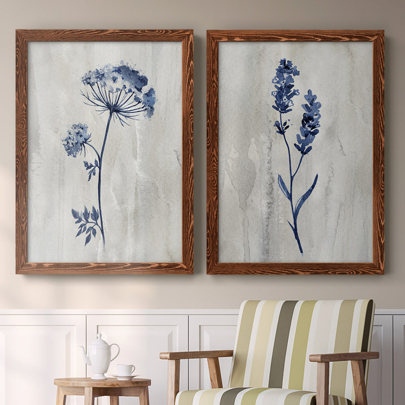 Toile encadrée Indigo Botanical I-Premium - prête à être accrochée, H 27,5 po x l 75 po x P 1,5 po, Érable