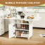 Table de salle à manger pliante en bois de 47 po avec support de rangement et armoire, table d'entrée amovible à 6 roulettes, îlot de cuisine en marbre blanc, table d'appoint et table basse Polyvalente