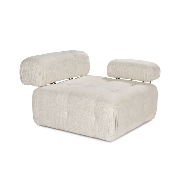 Élégant canapé 1 place crème, 39,4 x 39,4 x 31,5 pouces | Tissu 100% polyester, bois de hêtre et structure en carton gris | 28 dos en mousse gris doux et dos en mousse de silicone | Nettoyage à sec et conception élégante pour les salons modernes