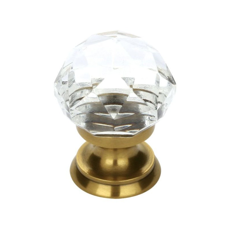 Crystal Round Knob, 1", French Antique