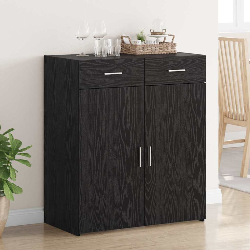 Storage Cabinet 80X42.5X93.5 Cm Engineered Wood, Black Oak