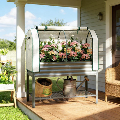 Jardinières surélevées durables avec rangement, conception moderne en acier pour l'extérieur