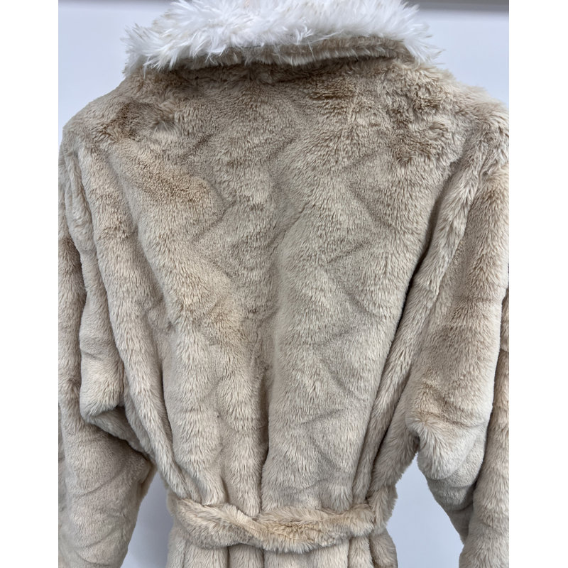 Manteau ivoire en fausse fourrure de luxe, S / M, Beige